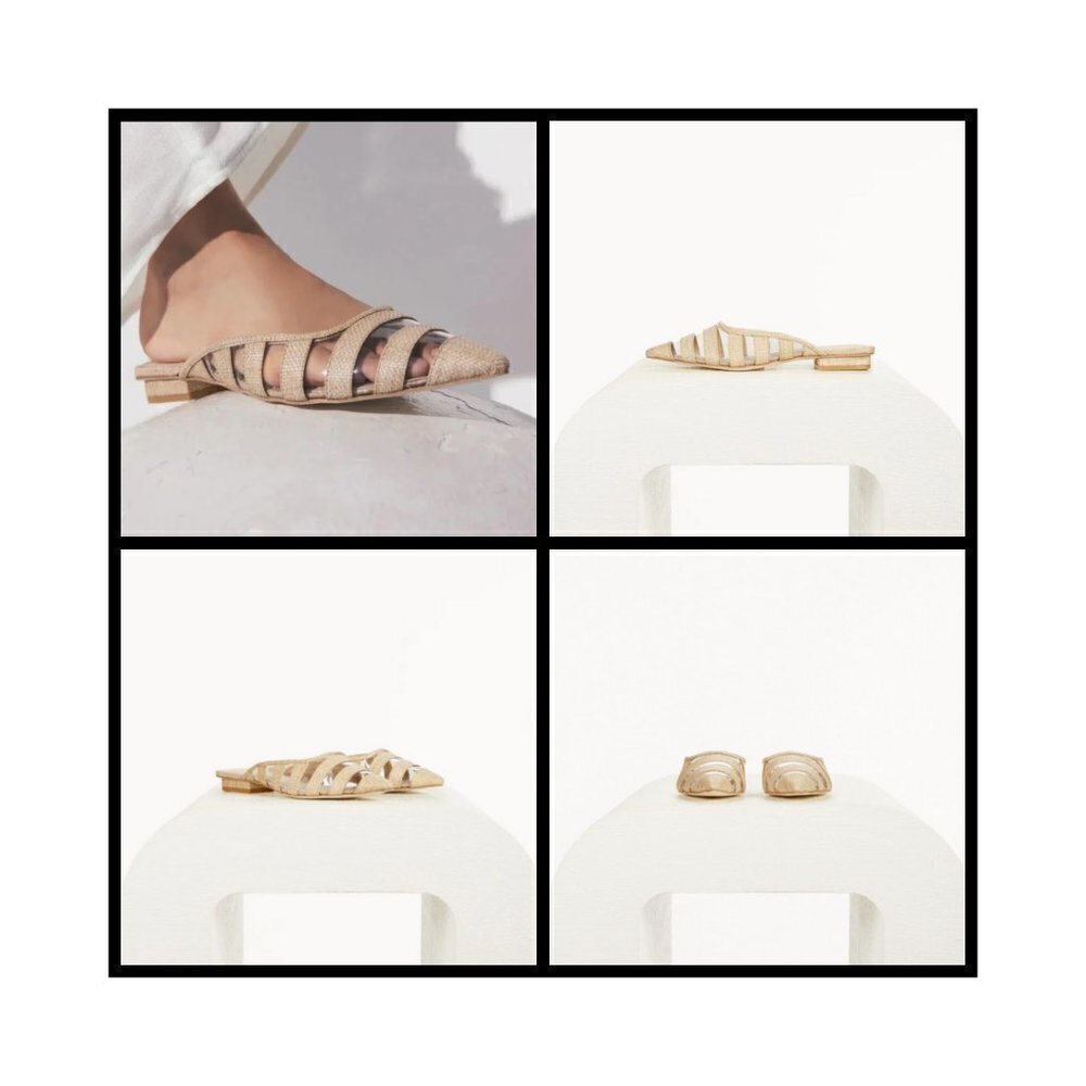 ๐CULT GAIA๐ Femi Flats Pointed Toe Open Back Flat Mules ~ Natural EU 38 NWT - Picture 8 of 16